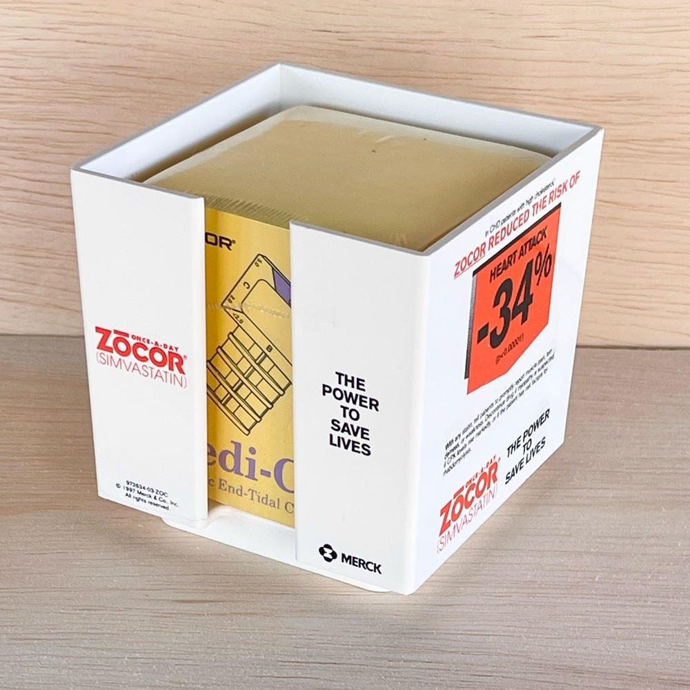 ZOCOR Caddy with Unused NELLCOR Sticky Notes Pharmaceutical Promo Office Supply